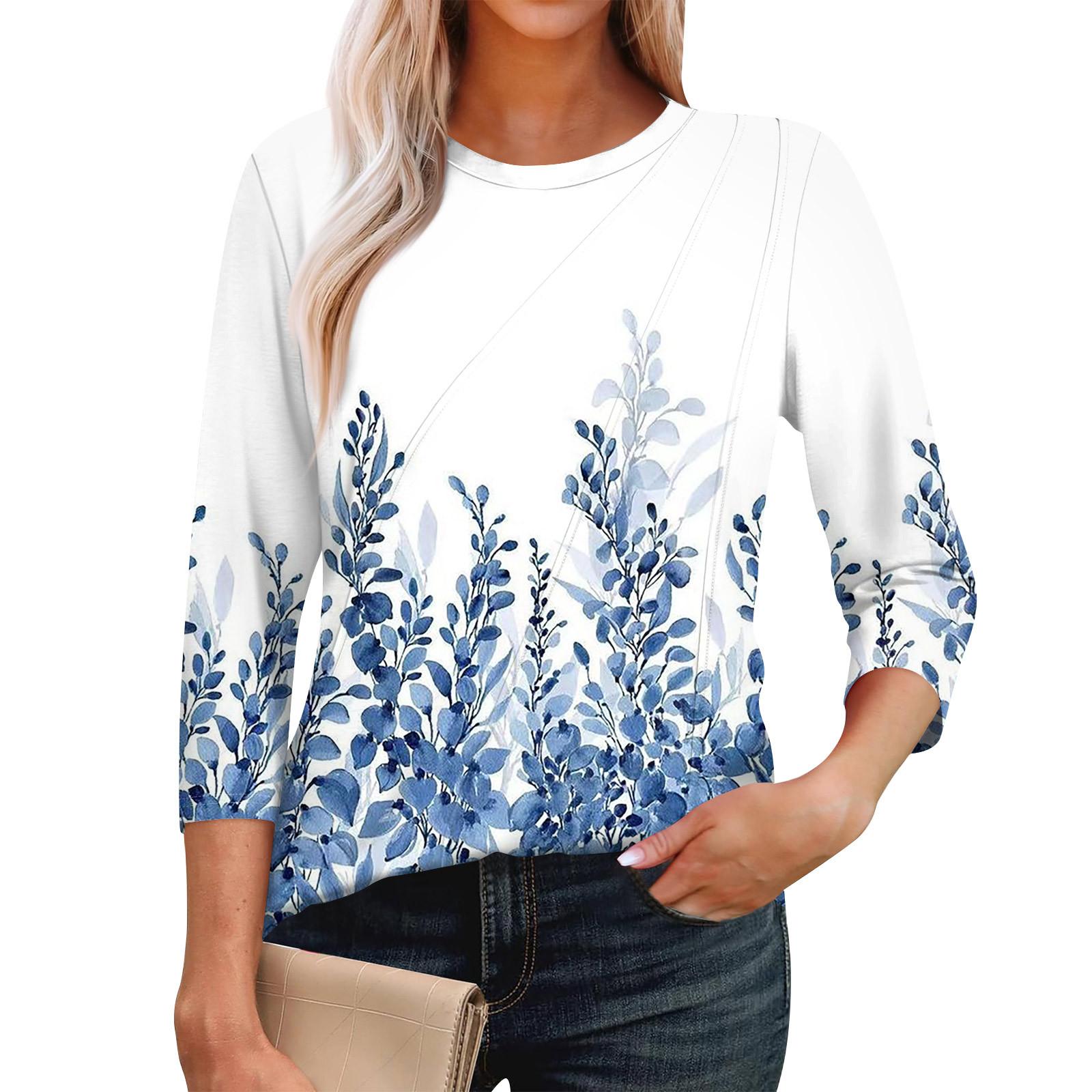 

Жіночі модні повсякденні топи з рукавами 3/4, плісировані модні футболки XL білий