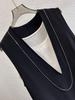 Nordic-Inspired Minimalist Acetate V-Neck Sleeveless Dress