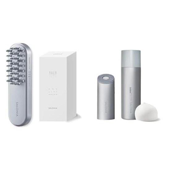 2-piece setexclusiveSALONIA EMS Lift Brush electric beauty device scalp lift-up + ion facial extra creamy foam cleansing pore small nose blackheads