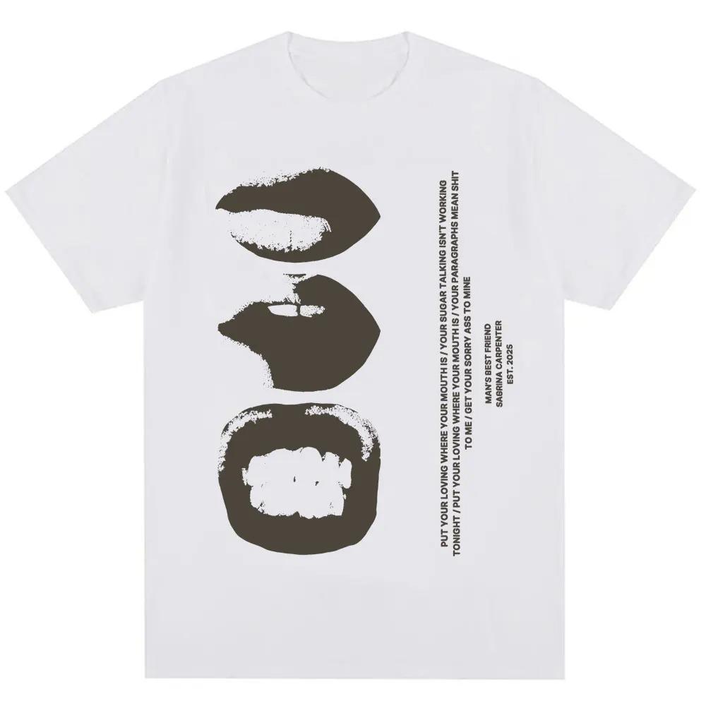 Unisex Women Vintage Fashion Hip Hop T Shirts Singer Sabrina Carpenter Sugar Talking Print Tshirt Oversized Cotton Hipster T Shirt