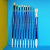JOWOART 10 Pcs Multifunctional Art Blue Wooden Rod Pig Bristles Paint Brushes Acrylic Fan-shaped Pen Painting Set Professional Oil Brush