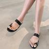 Genuine leather Korean version of simple set of toe slippers for women's outer wear summer new beach flat bottom with toe sandals half tray