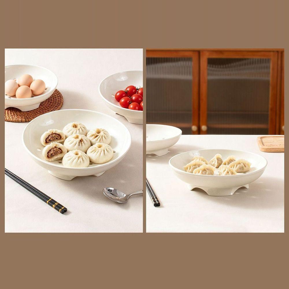 Hollow Porous Ceramic Steamer High-legged Steaming Bowl Universal Food Steaming Dish Egg Custard