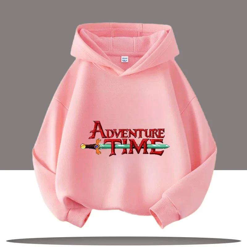 2025 Nová mikina Adventure Time pro děti s potiskem postaviček z kresleného seriálu Dětské sportovní oblečení pro dívky Ležérní top Podzimní/Zimní oblečení
