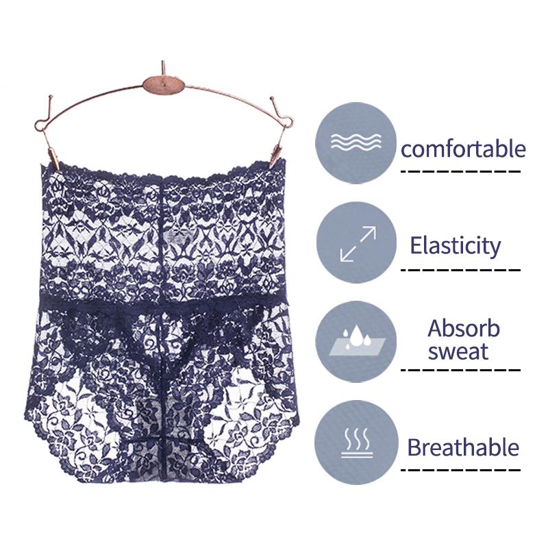 3Pieces/Lot High Waist Light Sexy Elastic Lace Women's Panties, Pure Cotton Crotch Comfortable Non-marking Breathable Lightweight Underwear Briefs