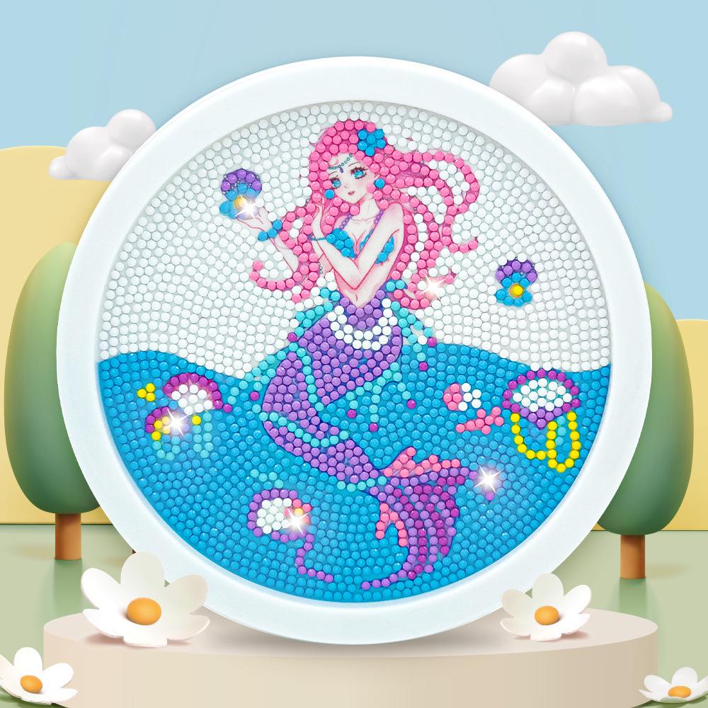 Round Frame Unicorn Diamond Painting Kit: Creative DIY Children's Handmade Sticker Art with Frame