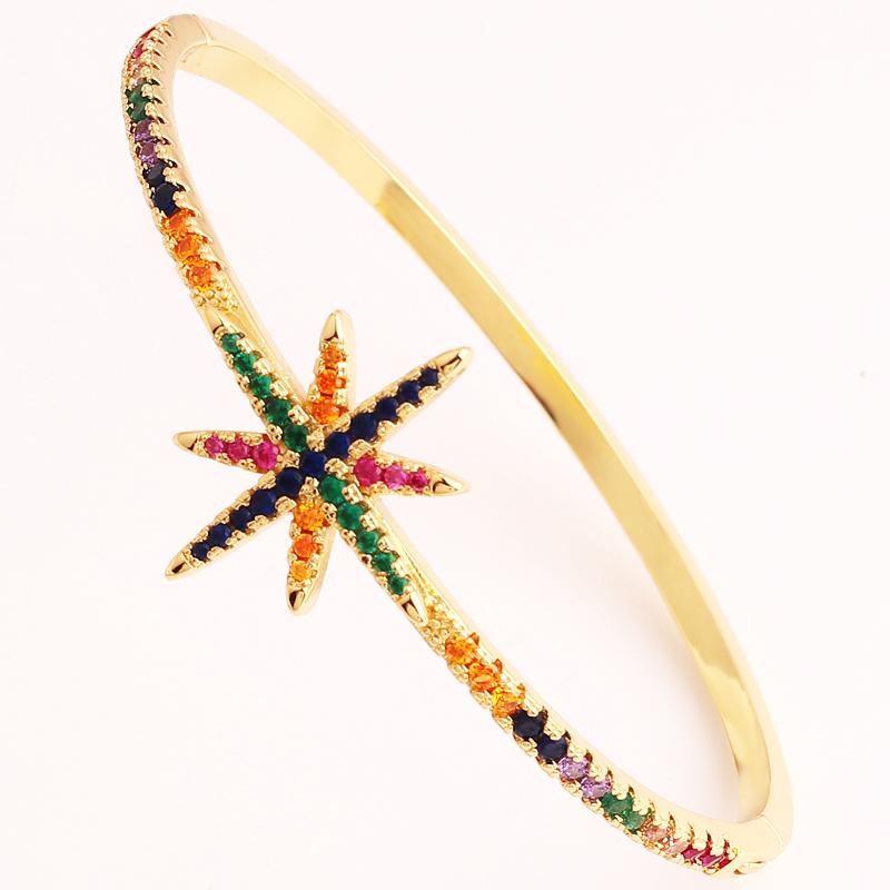 18K Gold Plated baguette Cubic Zirconia Bracelet For Women Men Luxury Jewelry Rainbow CZ Tennis Gorgeous Trendy Bangle Girl Gift