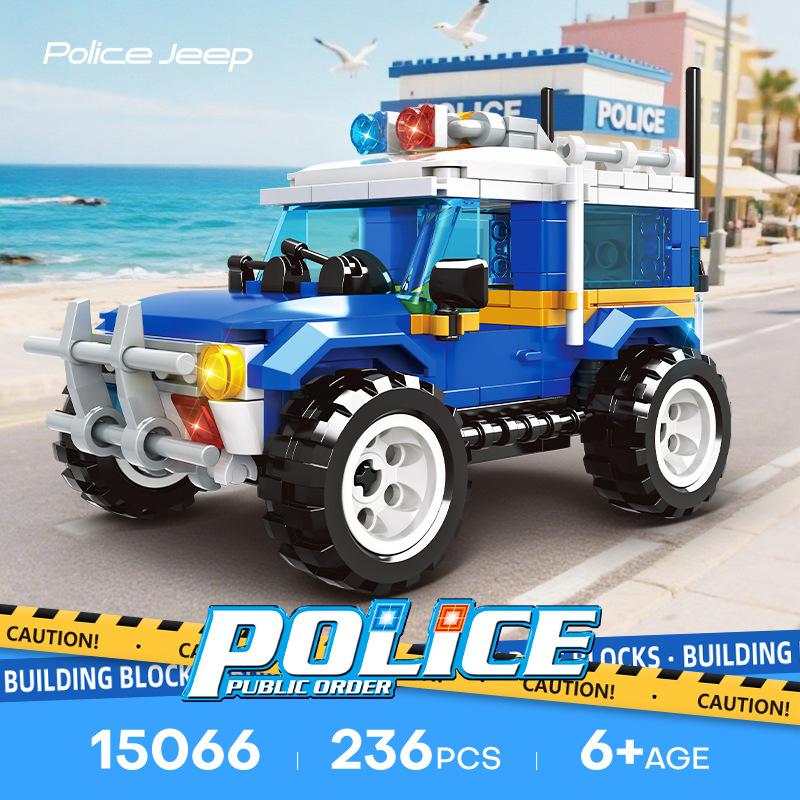 

City Patrol Building Bricks 236PCS, Car Puzzle Toy, Birthday Boys