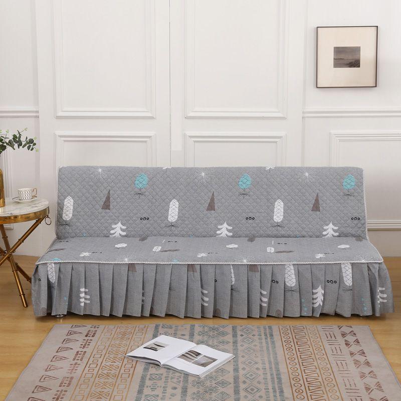 

Диван без подлокотников Чехол для матраса Покрывало Утолщенная Простая Нескользящая Подушка для дивана Круглый год Нейтральный Универсальный Полностью закрывающий Тканевый Крафт Gray small leaves Long 180*140+30 hem