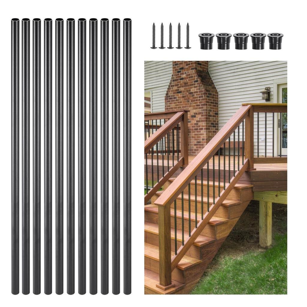 Staircase Balusters 101 Pack 26 In Aluminum Spindles with Screws/Rail Caps