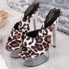 Ladies Stiletto Shoes Sexy Catwalk Model Leopard Print Crystal Shoes 190 Series 15cm Heel 4.5cm Platform LFD