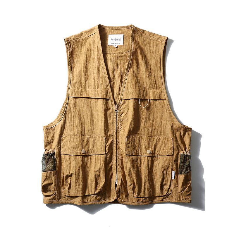Japanese-Style Retro Mountain Functional Multi-Pocket Fashion Brand Workwear Vest Man 2024 New Arrival Vest Export Men's Vest