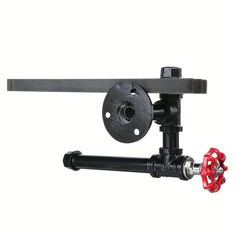 Vintage Industrial Pipe Shelf Wall Mount Rustic Bar Decor with Towel and Toilet Paper Holder, Ideal for Home, Office, Cafe Brown Timber Wood,16cm