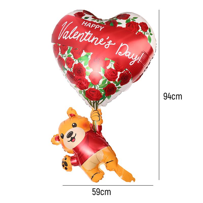 Extra Großer Stehender Bär Rosenballon Niedlicher Herzbär Aluminiumfolienballons für Romantischen Valentinstag Hochzeitsparty Dekoration