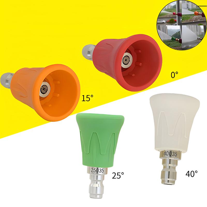 1 Piece Soft Rubber Sleeve Sector Nozzle Splash Proof Stainless Steel Nozzle High Pressure Water Gun Nozzle Car Wash Accessories