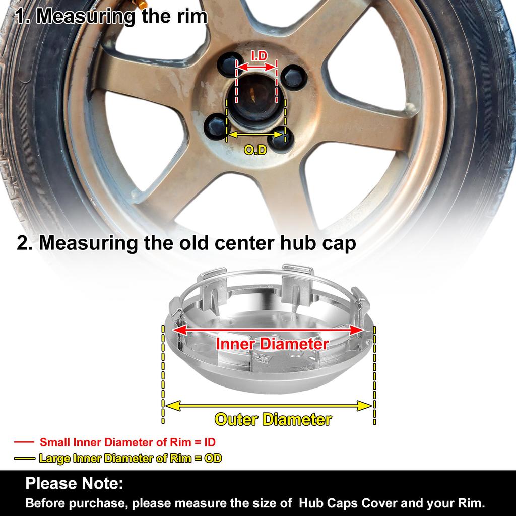 ACROPIX 70mm Diameter 6 Clip Wheel Tire Center Hub Cap