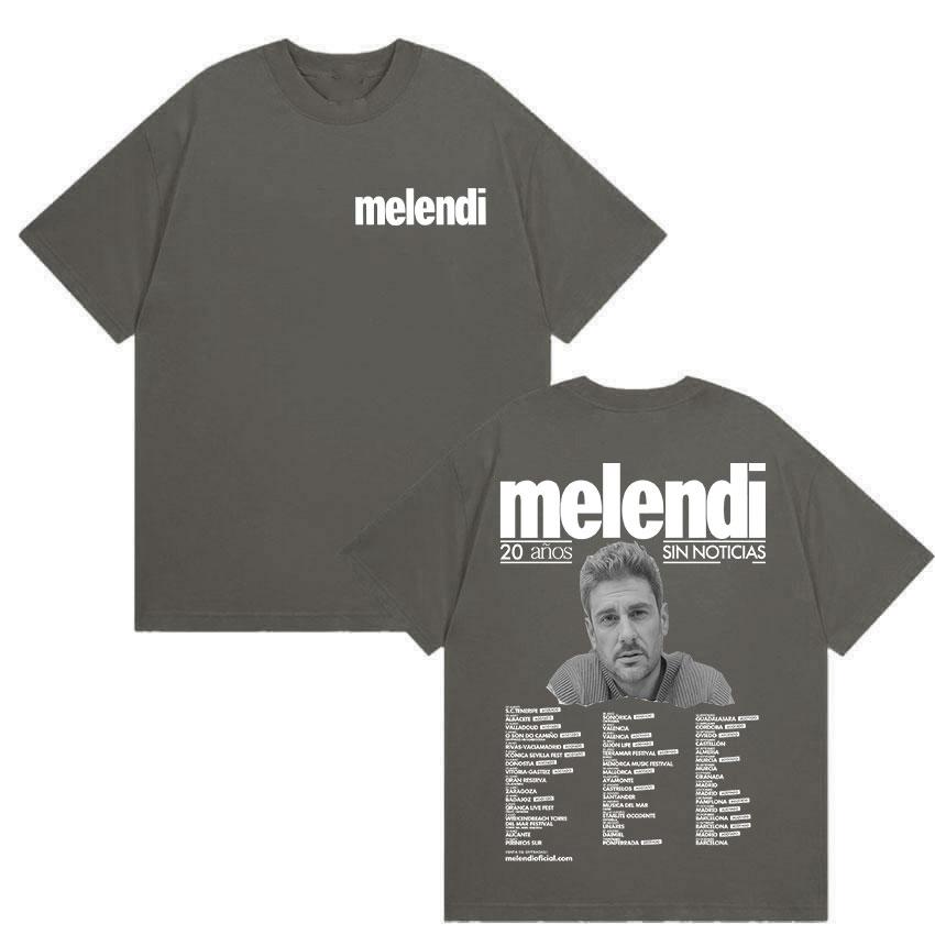 Rapper Melendi Tour 2025 Summer Merch 100 Pure Cotton Printed Tshirt Mens Retro Fashion High Quality Hip Hop Punk Oversized