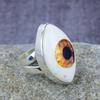 White Evil Eye Gemstone Handmade 925 Sterling Silver Ring Jewelry For Her