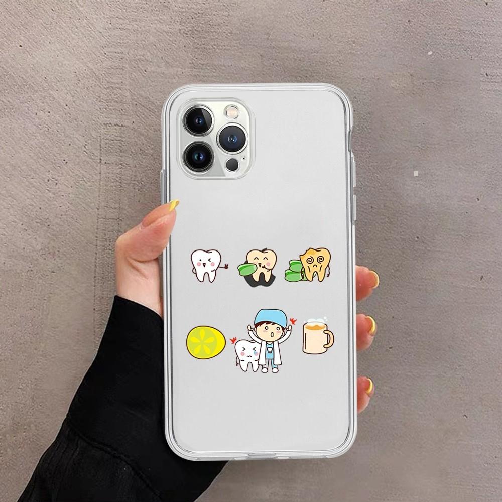 Teeth cute cartoon Phone Case For iPhone 15 13 14 Pro Max XS XR 12 11 Pro 13 Mini 6 7 8 Plus Soft Clear Back Cover