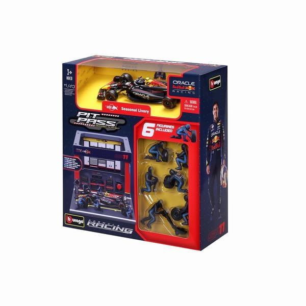 Kyosho BURAGO Oracle Red Bull Racing PIT PASS Set RB20 Perez Paddock BUR38453P 1/43 No.11 S. (6-piece Crew, Garage)