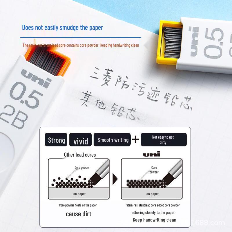 Mitsubishi Uni UL-S 0.5 Black Mechanical Pencil Lead Refills, 40-Pack 3H