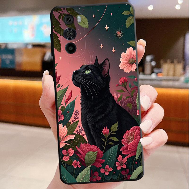 Black Cat Phone Case For Motorola Edge 60 50 40 Pro 60 50 40 30 Ultra Neo Fusion Moto G Play G Stylus G Carcasas