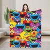 Cookie Monster Sesamets Knitted Blanket   Flannel Throw Blanket Bedroom Sofa Printed Ultra-Soft Warm Bedspreads