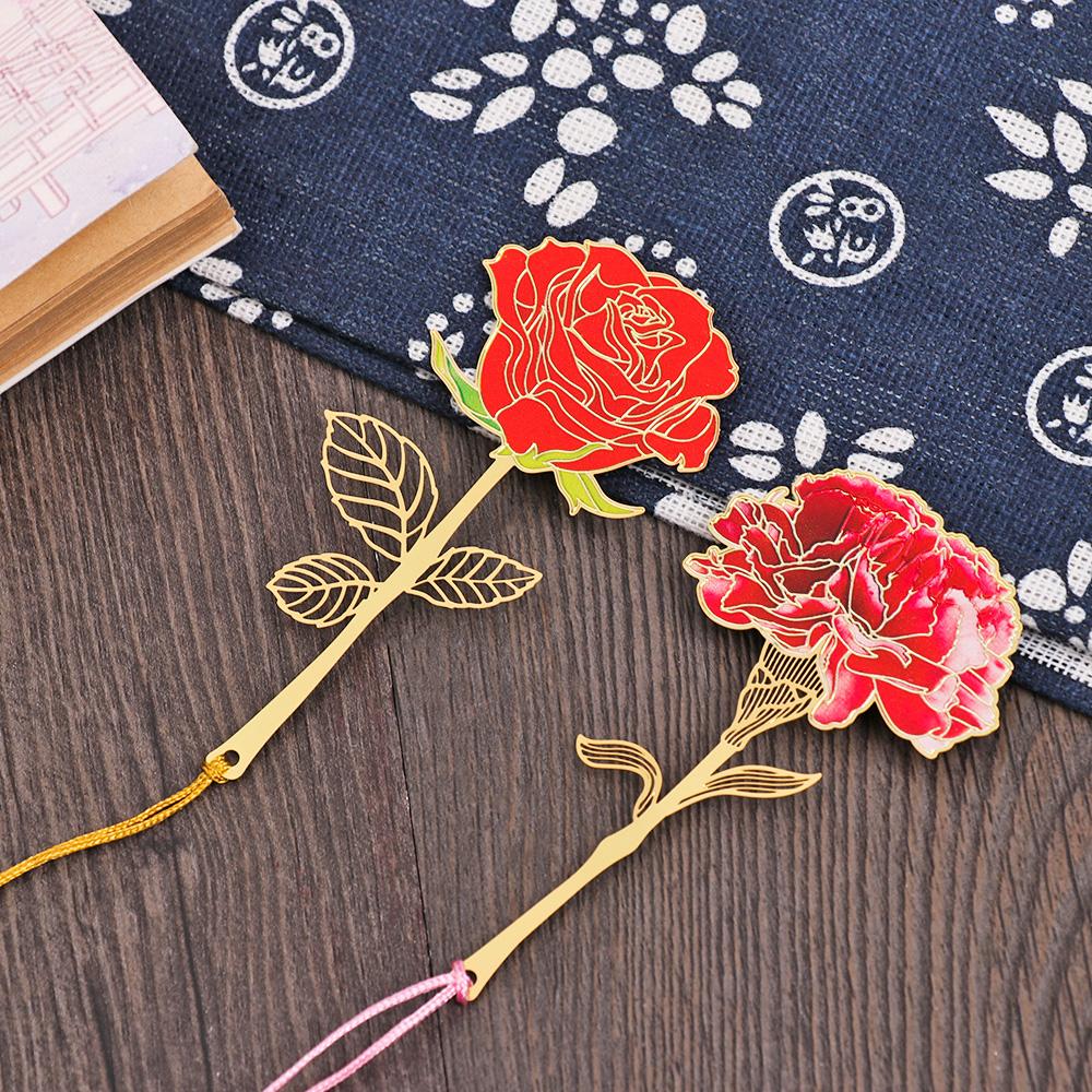 Retro New Pendant Tassel Chinese Style Hollow Painted Book Clip Brass Bookmark Pagination Mark