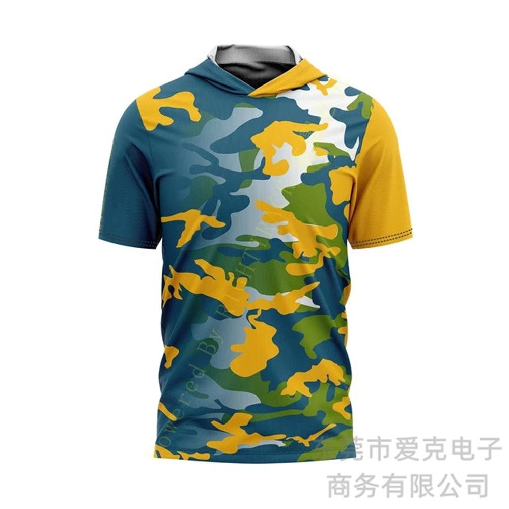Fishing clothing Sunscreen quick-drying clothing Summer men's short-sleeved hooded outdoor sportswear Breathable Luya fishing shirt