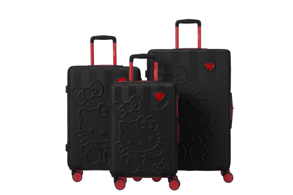 Set of 3 DOKI BLACK HELLO KITTY Rigid Suitcases