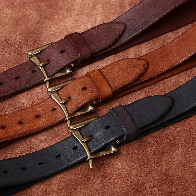 Men's Belt Retro Workwear Handmade Pin Buckle Belt Men's Bronze Quick Removal Quick Solution