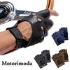 Motorimoda Original T4 Driving Sheepskin Made in Size Black Half-Finger Gloves, Leather, Japan, L,