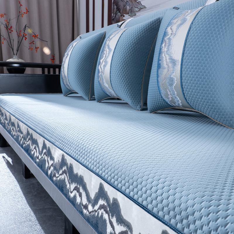 Sofa Cushion Ice Silk Summer Sofa Seat Cushion for Summer Summer Solid Wood Non-Slip Chinese Cover High-End