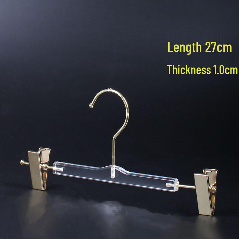 Transparent Acrylic Lingerie Hanger with S-Shaped Hook for Clothes, Fabrics, and Children's Wear.