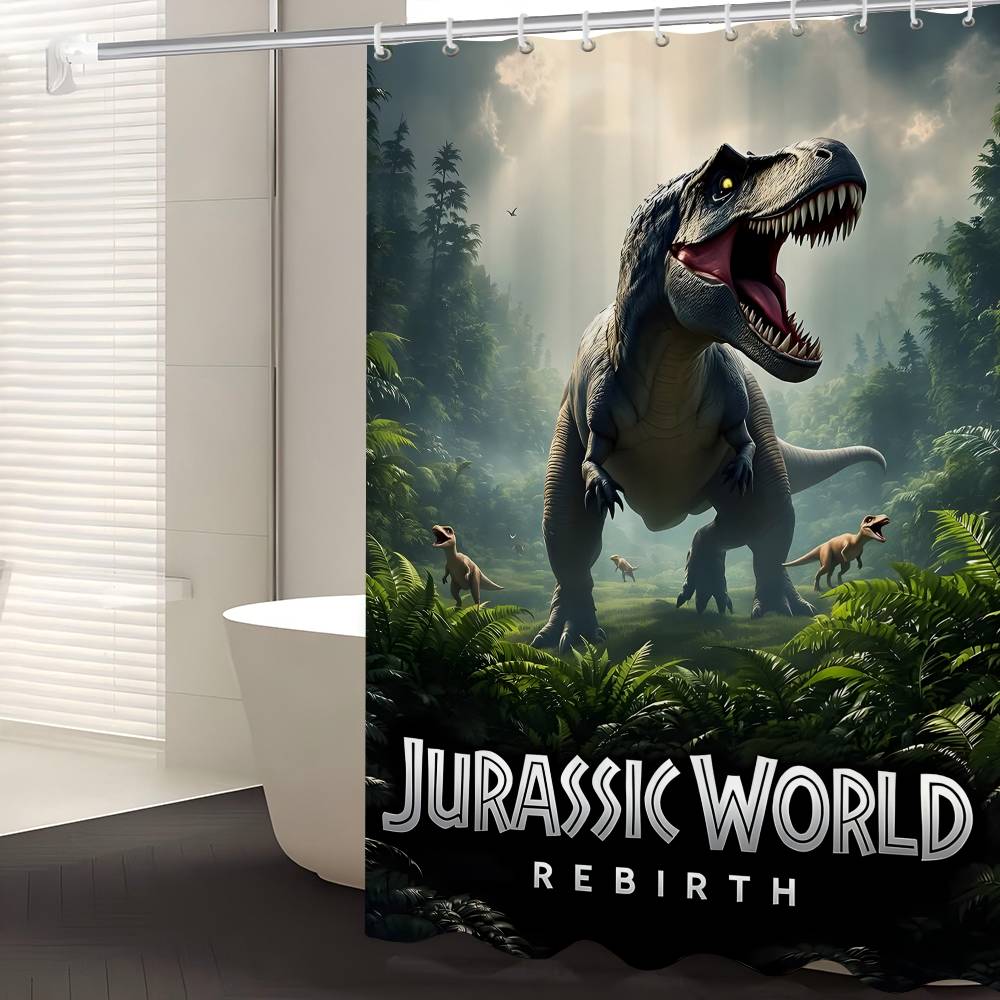 Movie Jurassic Park Dinosaur World Modern Simple Shower Curtain Bathroom Decorative Polyster Shower Curtain with Hook