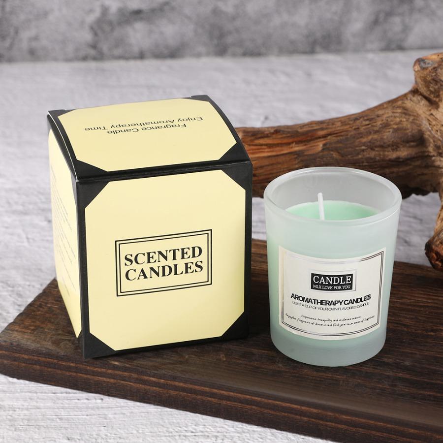 1pc 50g Three color glass cup aromatherapy candle, smokeless fragrance, soy wax fragrance candle with hand gift
