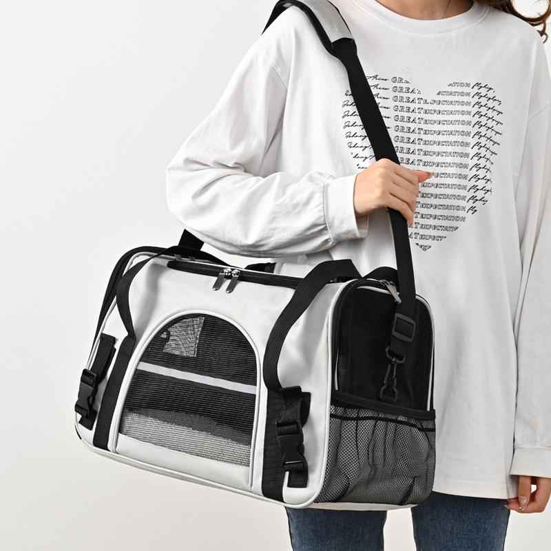 Portable Pet Carrier, Hand-held, Shoulder Bag, Crossbody Style, Foldable, Breathable, Transparent Cat and Dog Bag.