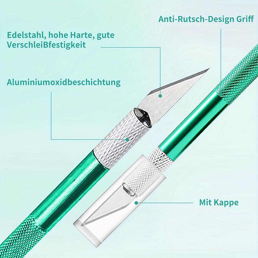14cm Metal Carving Knife with 5pcs Blades Wood Detail Carving Tools Paper Cutting Hand-Crafted Tools Home Handmade Accessories