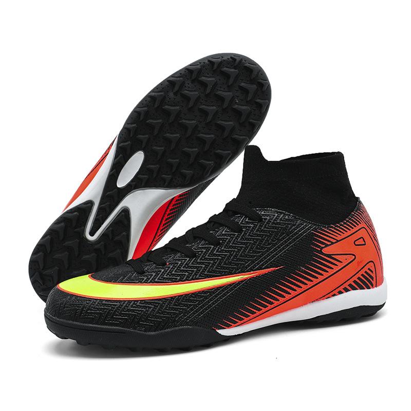 New high-top football shoes, youth and students artificial grass sports training shoes, men's and women's long broken nail sneakers