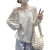 Women's Bowknot Lace Long Sleeve Sun Protection Top - Summer Korean Style Asymmetrical Neck Loose Cover-Up