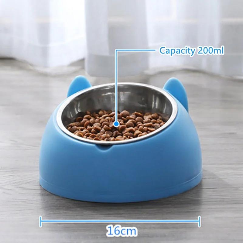 Detachable Pet Bowl Cute Cat And Dog Bowl Protection Cervical Vertebra 15 Degree Oblique Mouth Pet Stainless Steel Food Bowls