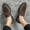 New Luxury Suede Leather Black Slip On Shoes Men Casual Penny Loafter Business Formal Dress Footwear Sapatos Tenis Masculino