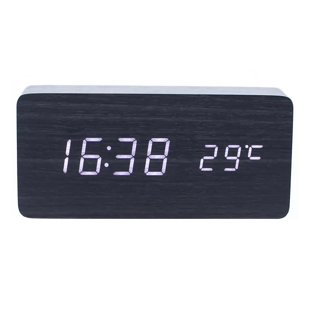 Retro Wooden Digital Alarm Clock Silent LED Luminous Creative Electronic Timepiece Fashion Decor for Students Desktop Bedside