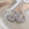 Luxury Geometric Crystal Circle Earrings for Women Elegant Temperament High-End Zircon Hoop Earring Daily Commuting Fine Jewelry