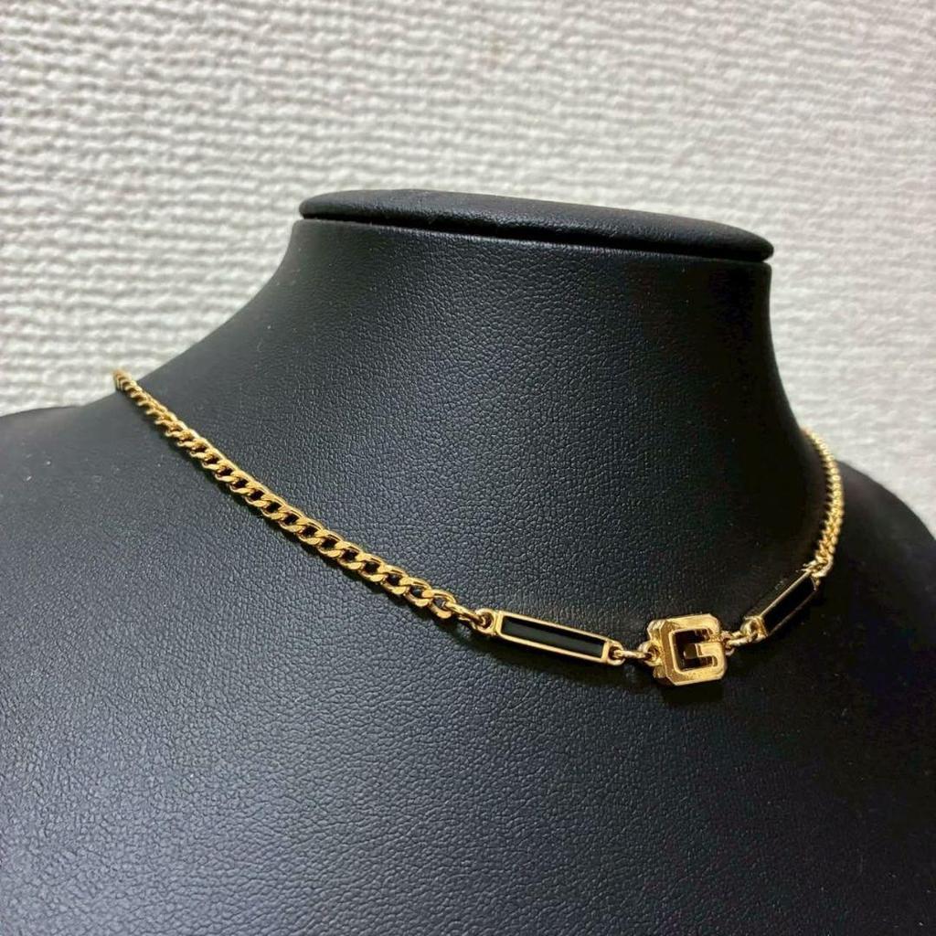 Used GIVENCHY 76cm Long Necklace G Logo Gold 1979