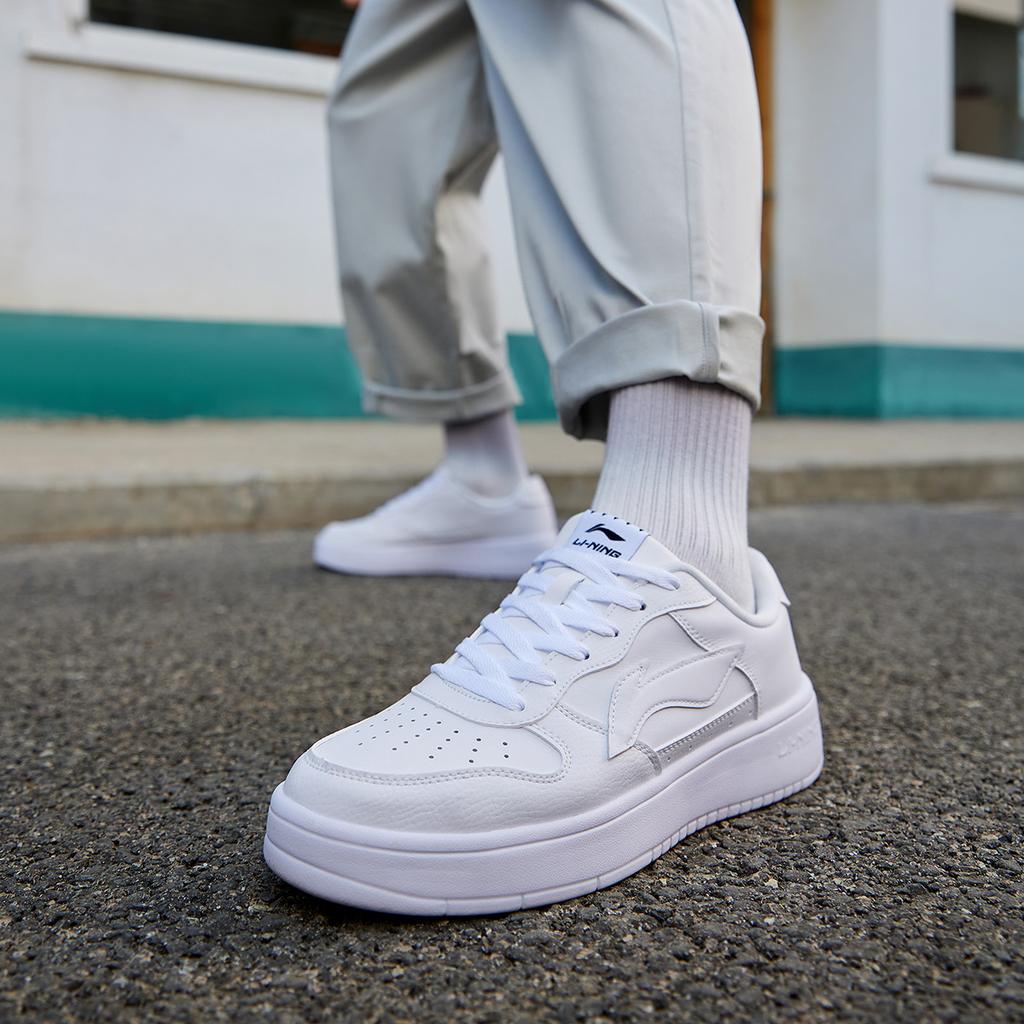 Li Ning Floating Boat Slip Resistant, Abrasion Resistant, Breathable, Height Increasing Low top Skateboard Shoes Men's AGCS419-1
