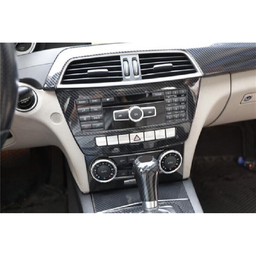 Center Console Button Sticker 2007-2014 Trim ABS Carbon Fiber For Benz C-Class