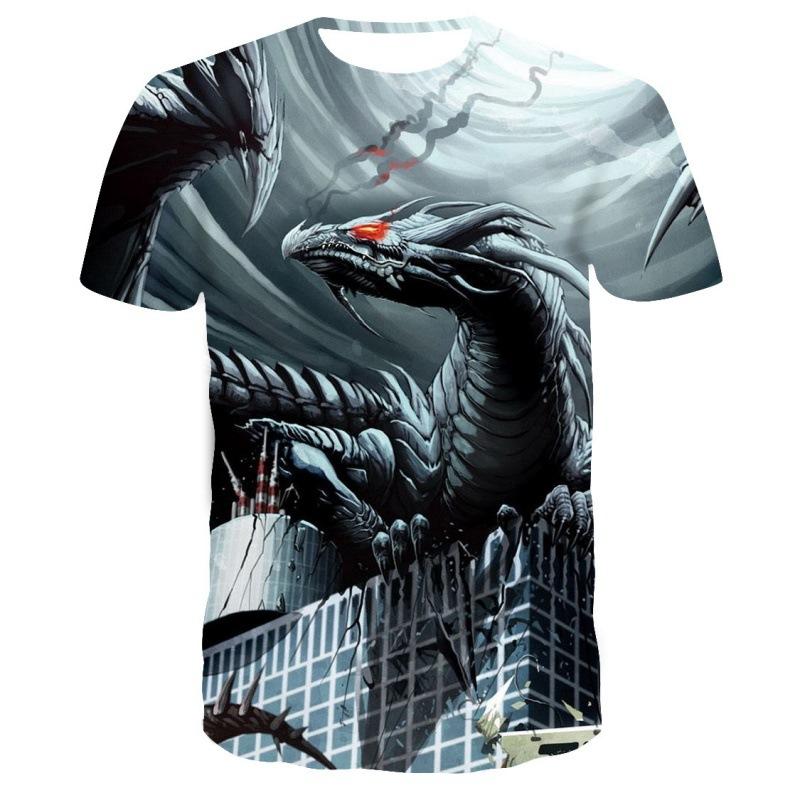 Cool Fashion Dragon 3D Printing T Shirt Casual Cartoon Anime Short Sleeve Tee