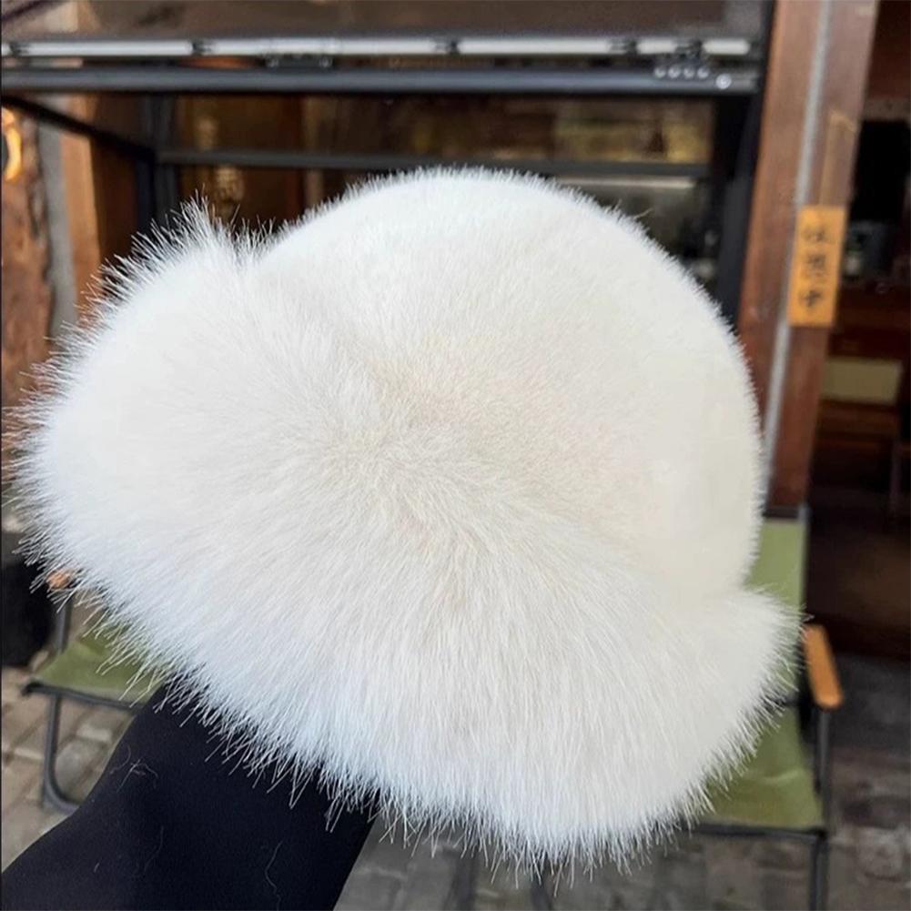 1Pc Winter Skiing Hat Women's Warm Hat with Thick Velvet Imitation Fur Fashion Fisherman's Hat Outdoor Windproof Ear Protection