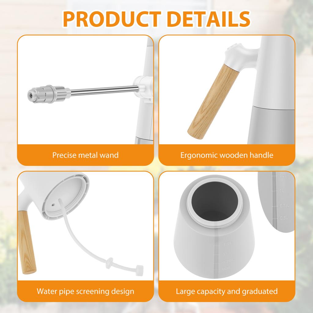 1.2L Electric Spray Bottle 2 Spray Modes Garden Sprayer with 180° Rotatable Long Nozzle Plant Water Sprayer Garden Accessories
